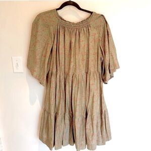 Mirth loose dress L floral print silk cotton blend